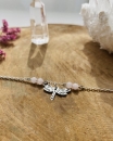 Collier libellule avec pierre de quartz rose