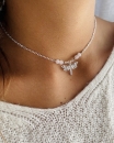 Collier libellule avec pierre de quartz rose