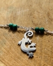 Collier Gecko avec pierre en Malachite