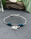 Bracelet pendentif Eléphant et pierre Apatite