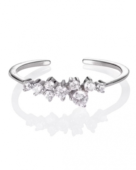 Bague ajustable en argent et zircones
